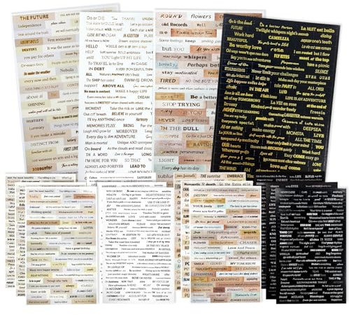 16 Sheets Sticker Sprüche, Scrapbook Zubehör Set（4 Seiten Bronzing Scrapbook Stickers）Bullet Journaling Zubehör Für Bullet Journal Vintage Scrapbook DIY Fotoalbum Laptop Sticker usw