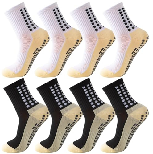 4 Paires Chaussette Antidérapante Foot hommes femmes Chaussettes Antidérapantes de Football pour Garçons Chaussette de Foot Chaussettes Sport Antidérapantes, Convient aux pieds de taille 38 à 45