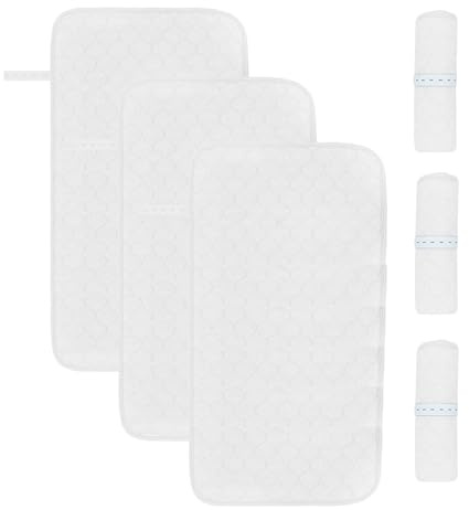 3 Piezas Bebé Pañal Cambiador Fundas Antideslizantes, Plegable Impermeable Reutilizable Cambiador, Acolchado Absorbente Bassinet Lavable, 14 x 27 Protector para Cambiador (Blanco)