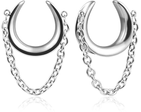DOEARKO Flesh Tunnel Dilatatore Orecchio 1 Paia Sella Dilatatore Piercing Orecchio Tunnel in Acciaio Inossidabile Ear Gauges Body Piercing Jewelry per Uomini e Donne 8mm-16mm (Argento-1, 16mm)
