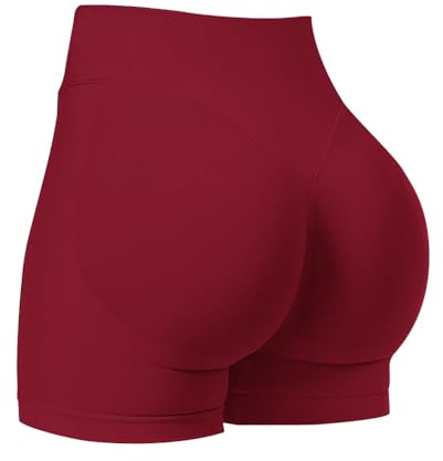 JN JANPRINT Womens Running Gym Cycling Shorts Hidden Scrunch Bum Butt Lifting High Waisted 4.5 Seamless Booty Shorts Red