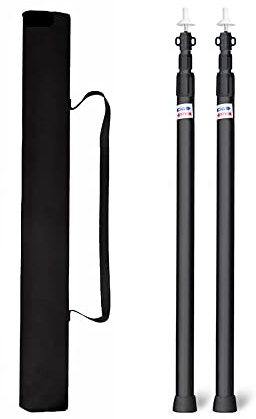 GUOSPIUS Telescopic Tarp Poles，Adjustable Tent Poles 2Pcs Telescopic Tent Poles 2.3m Adjustable Aluminum Awning Poles Canopy Poles, for Camping Tent Tarp Shelter Awning Canopy(Black)