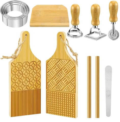 Set Di Attrezzi Da Cucina Per Pasta Stampo Per Ravioli, Taglia Ravioli,Tagliere In Legno, Rigagnocchi Con Asta Per Legno Diverse Forme Di Stampi Per Ravioli,Pasta,Biscotti(12pcs)