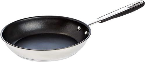 Amazon Basics Ceramic Non-Stick Stainless Steel Induction Frying Pan, 21.3 cm, with Soft Touch Handle