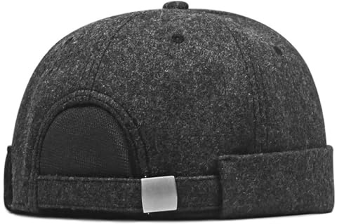 YAMEE Gorro Marinero Hombre con Forro Felpa,Gorro Docker Hombre Ajustable Suave,Estilo Marinero Sin Visera,Sombrero de Puerto para Climas Fríos