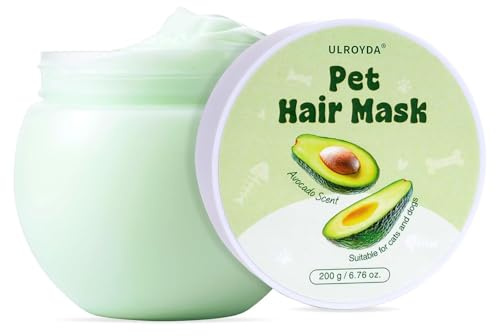 ulroyda Acondicionador para Perros y Gatos, hidratante y desenredante, pH Neutro, Cuidado de Pelo Sensible, Reduce olores, para Todo Tipo de Pelaje, 200 g
