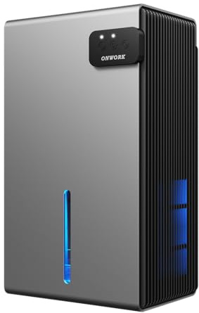 Dehumidifier, 95 OZ Dehumidifiers for Home (800 sq.ft), Quiet Small Dehumidifiers for Bedroom Bathroom Basements Closet RV, Auto Shut Off, Two Working Models and 7 Colors LED（Gery）