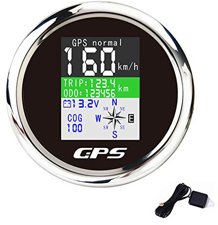 KAOLALI 85 mm GPS-hastighetsmätare digital varvräknare med vattentät TFT-skärm med GPS-antenn för bilbåt motorcykel