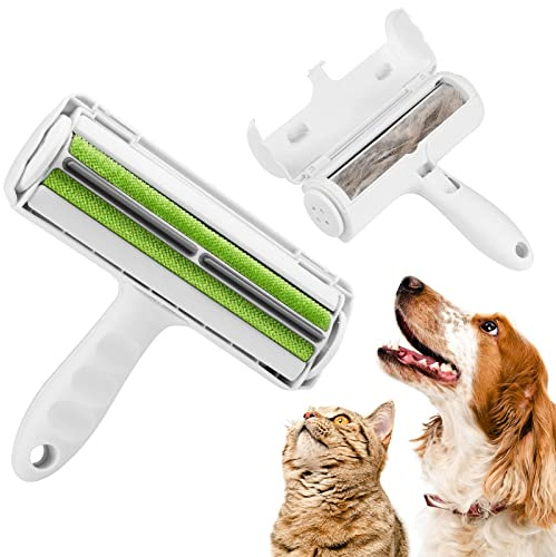 flintronic Brosse Anti Poils Animaux Chat Chien, Rouleau Magique Anti-Poils, Brosse Ramasse Enlève Poils Magique Poil Rouleau à Poils d'animaux Épilateur (2*Vêtements Épilateur pour Machine à Laver)