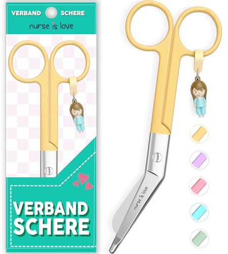 Nurse is Love Forbici Curve Lister per Bende - Forbici di Pronto Soccorso a Punta Arrotondata | Kit Pronto Soccorso | Acciaio Inossidabile | Design Esclusivo - Yellow