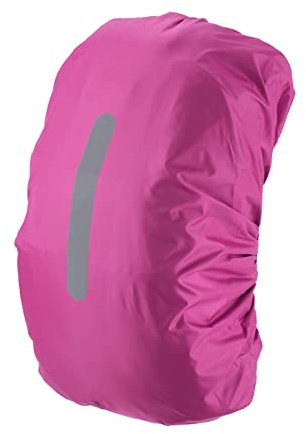 PATIKIL 30-40L Impermeabile Zaino Pioggia Copertura, Antiscivolo Zaino Copertura con Verticale Riflettente Tracolla Resta Asciutto per Escursionismo, Campeggio, Caccia, S, Rosa Rosso