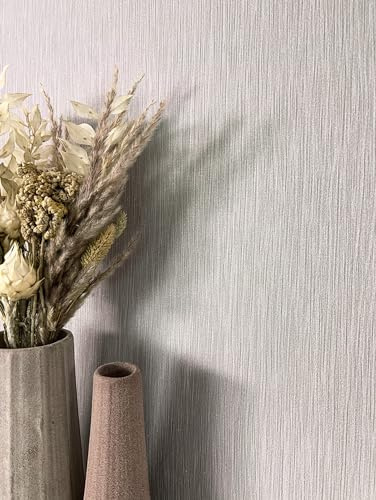 Newroom Tapete Taupe Vlies Struktur - Modern Glamour Unifarbe Linien für Wohnzimmer Schlafzimmer