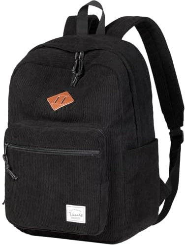 VASCHY Cord Rucksack, Vintage Casual Unisex Nette Schulrucksack Fuzzy Fluffy Plüsch Fleece Reise Rucksack Daypack für Schule Teens Herren Dame Schwarz