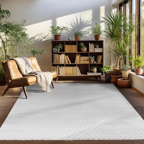 Carpettex Kurzflor Teppich Läufer Flur Wohnzimmerteppich Grau Teppich Skandinavisch Stil Teppich 3D Effekt 80 x 250 cm - Waschbarer Bettvorleger Schlafzimmer Küchenläufer Boho Muster Weich Flauschig