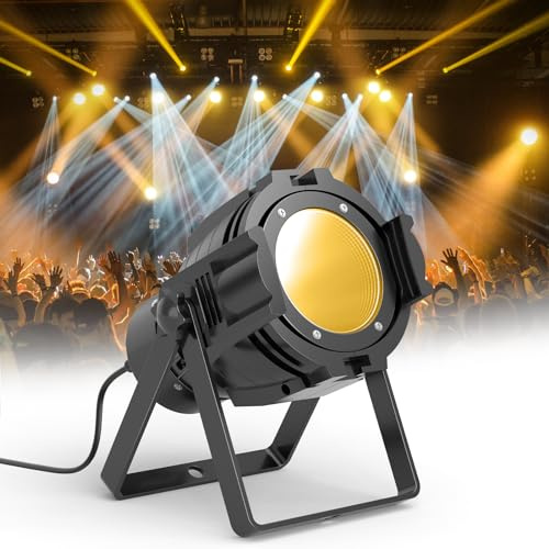 PUZILOZA 80 W COB LED Par strålkastare, DMX stroboskop för DJ scenljus, kallt vit/varm vit diskolampa med fläkt, till fest, kyrka, konsert, bröllop, teater, fotostudio, jul
