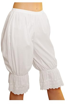 BEAUZSUZSANA Cotton Lace Pettipants for Women Under Dress Half Slip Victorian Bloomers Pajama Pants Ivory Beige (Ivory,XL)