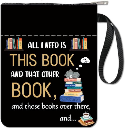 CRASPIRE Buchhülle Mit Katzenmotiv, Buchschutz Worte Schwarze Buchumschläge Für Taschenbücher Waschbarer Buchumschlag Aus Stoff Mit Reißverschluss Und Zusätzlicher Hüllentasche Für Buchliebhaber