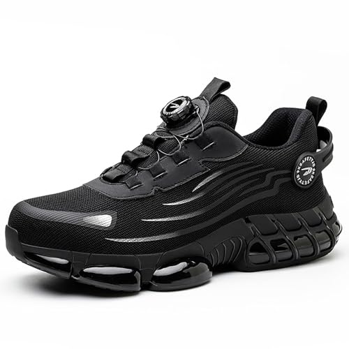 MIEHUIAI Chaussures de Sécurité Hommes Femmes Légères Respirant Basket de Securite Antidérapant Chaussures de Travail avec Embouts en Acier Industrie Protection(266 Noir,38EU)