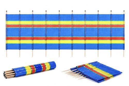 NEELAUK Multi-Coloured Windbreak, 4 5 6 8 10 Wooden Pole Wind Breakers For Beach, Extra Tall Colorful Wind Break for Camping, Festival and Beach Windbreaker Sun Shelter Garden Screen