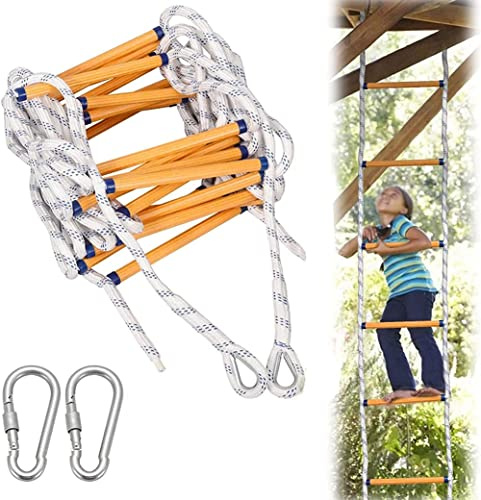 Genérico Escalera De Cuerda para Evacuación De Incendios, Escalera De Seguridad Ignífuga Y Antideslizante, con Capacidad De Carga De 450 Kg, Ligera (8M)