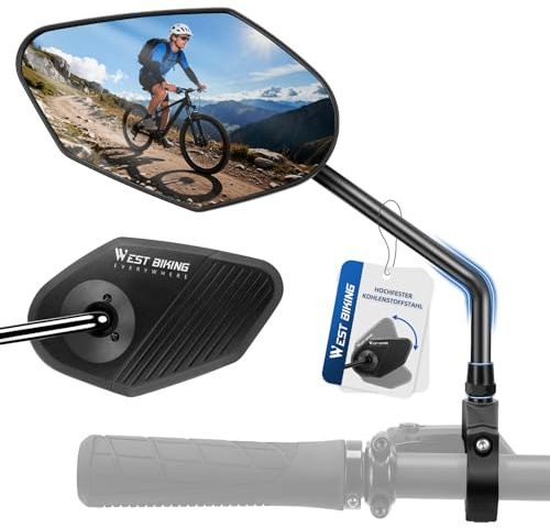 CYCLESPEED Specchietto retrovisore per bicicletta, girevole a 360°, specchio retrovisore HD, ampio prospettiva, acciaio al carbonio ad alta resistenza, accessorio per bicicletta per e-bike, MTB e