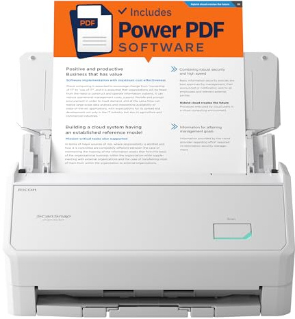 ScanSnap iX2400 A4 Document Scanner (White) – Includes Kofax Power PDF 4.0 Software – 45ppm Duplex, Automatic Document Feeder, USB 3.2, High-Resolution Office Scanner