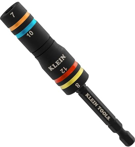 Klein Tools 651MQS Impact-Rated Quad Socket Set, 4-in-1 Flip Socket Driver, Color-Coded, Heavy-Duty Multi Tool, 1/4-Inch Drive, Metric 7mm, 8mm, 10mm, 12mm, 3-1/2-Inch Extension Shaft