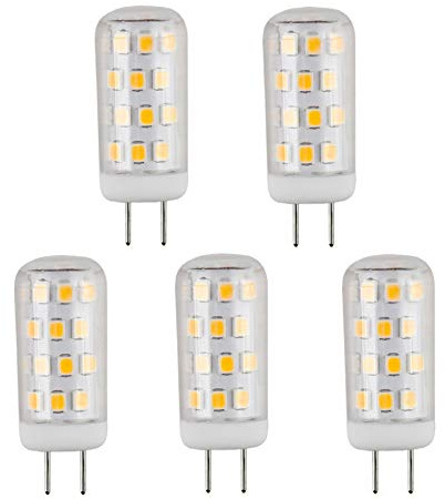 CBconcept UL-Listed, G8 LED Light Bulb (Standard 37mm Length), 5-Pack, 3 Watt, 310 Lumen, Not Dimmable, Daylight 5000K, 360° Beam Angle, 35W Equivalent, JCD Halogen Replacement Bulb
