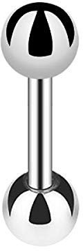 Piersando Universal Piercing Barbell Hantel Brust Intim Ohr Tragus Helix Zunge Ohr Cartilage Stab Stecker Edelstahl mit Kugeln 3,0mm x 14mm x 6mm Silber