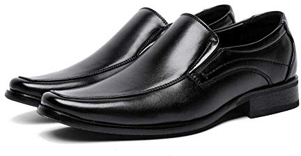 ECOSWAY Uomo Casual Scarpe in Pelle, Scarpe Oxford Punta Quadrata Abito Completo Scarpe, Matrimonio Formale Classico Abito Scarpe, Ufficio Lavoro Scarpe - Nero, 42