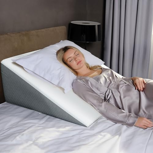 Kölbs Extra bred sängkudde | extra stor sängkudde (78 cm x 83 cm) flera höjdalternativ | Memory Foam Top och elegant jacquard-skydd | Kil för sovsyra uppstötning GERD (30 cm höjd)