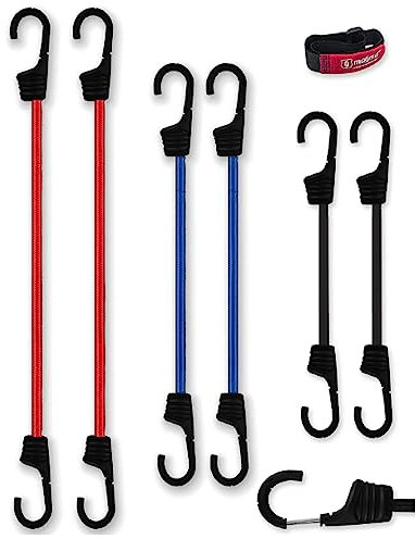 Magma 6 Corde Elastiche | Cavi Extra Forti con Ganci | Cavi Elastici di Fissaggio Per Auto per Assicurare Portapacchi e Teloni | Per Campeggio, Uso Militare e Attività all’Aperto | 2x(30cm,45cm,60cm)
