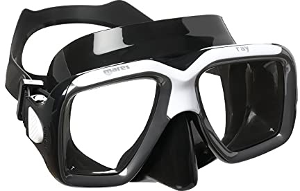 Mares Ray - Maschera subacquea per adulti con doppia lente temperata, faciale in silicone, micro-frame e fibbie a sgancio rapido