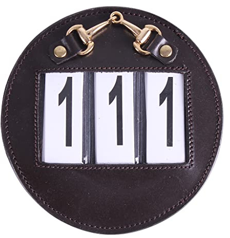 Equipride Bling Leather Bridle Number Holders Crystals for Dressage Showing Comps SET OF 2 BROWN