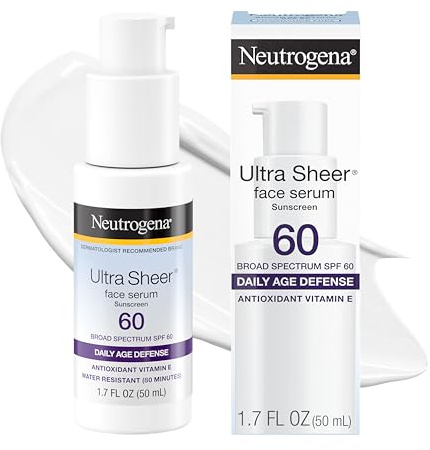 Neutrogena Ultra Sheer Face Sunscreen With Vitamin E & Spf 60, Sunscreen For Face With Broad Spectrum Uva/Uvb Protection, Fragrance-Free, Oxybenzone-Free, Water-Resistant (80 Minutes), 1.7 Fl Oz