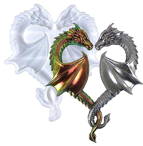 Stampo in silicone a forma di drago a forma di cuore, stampo in resina animale, grande statua per creare stampi epossidici DIY per colata per regalo Decorazione da parete
