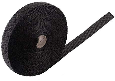 Hitzeschutzband Auspuff,Auspuffband 5m / 10m Motorrad Auspuff Header Rohr Wärme Wickelband Fiberglas Hitzeschild Wärmeschutz Auspuffrohr Insulat Schwarz Weiß (Color : Black 10M)