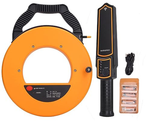 Localizzatore di Tubi Dell'acqua, Scanner di Blocco dei Tubi da 30 M Sonda Impermeabile Strumento di Intasamento dei Tubi in PVC Metallico