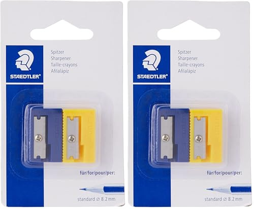 STAEDTLER 510 50 BK2 - Afilalápices de plástico. Pack con 2 sacapuntas de colores. (Paquete de 2)