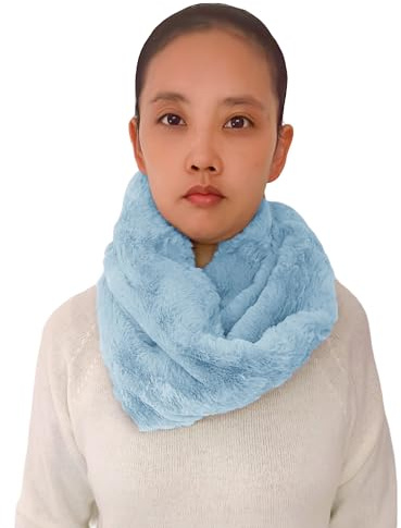Lina & Lily Winter Loop Schal Snood Damen aus Kunstpelz (Hellblau)