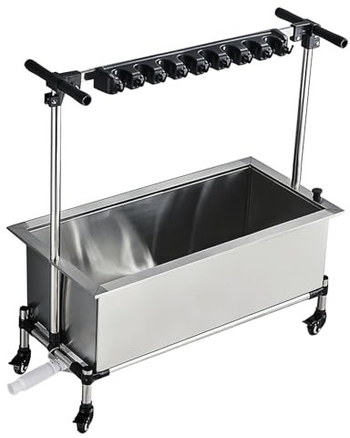 TRGCJGH Hausmeisterwagen Rolling Edelstahl Reinigungswagen auf Rädern Besenhalterung für Zuhause, Küche, Garage, Garten(8 Slots and 10 Hooks)
