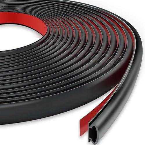 Norhogo 6M Noir Joint Porte Fenêtre Isolant Froid et Phonique D-Profil, Joint De Porte D'Entrée Caoutchouc Autocollant, Bande PVC Cadre Porte Voiture, Joint D'étanchéIté Fenetre de Fenêtre de Voiture