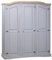 Gecheer Kleiderschrank Dielenschrank Schrank Mit 3 Türen Garderobenschrank Designschrank Schlafzimmerschrank Kleiderstange Aktenschrank 150,5 x 52 x 170 cm (L x B x H) Grau und Braun (Oberplatte)