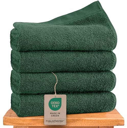 Hausfelder Handtücher 50x100 cm – Premium 500g/m² Handtuch 4er Set - 100% Baumwolle, Ökotex Zertifiziert (50x100cm Dunkelgrün)