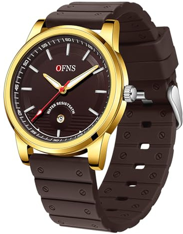 OFNS - Reloj de cuarzo para hombre, deportivo, analógico, militar, resistente al agua, 5 ATM, para exteriores, con correa de silicona, regalos para hombres
