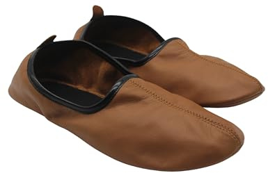 Islamic Bazaar Pantoufles d'intérieur en cuir pour femme, couleur bronze, chaussures de maison babouche traditionnelles, mocassins pieds nus, peau, 38 EU