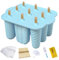 Nenkarn Silicone Popsicle Molds, Ice Pop Moulds, Ice Lolly Moulds with Sticks, Ice Popsicle Maker-BPA Free with 50 Sticks, 50 Bags, 50 Tie Wraps, Brush and Funnel (Blue, 9 Cavities)