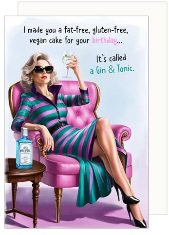Edition Seidel Biglietto d'auguri premium con busta. Biglietto d'auguri con scritta Billet Compleanno Uomo Donna Gin & Tonic Divertente Umorismo (G3585 SW024)