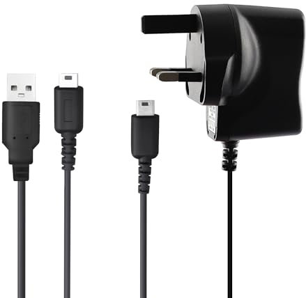 Xahpower Charger Kit for Nintendo DS Lite, Replacement Charger and USB Charger Cable for Nintendo DS Lite (Not for DS)