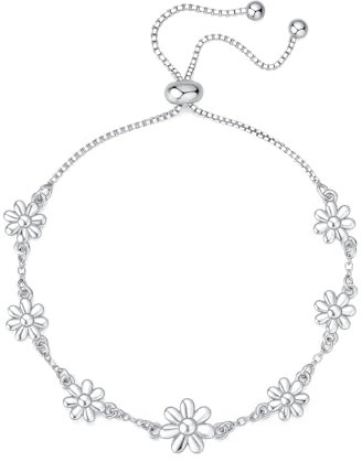 HEEYA Armband Silber für Damen Gänseblümchen Armband Silber Damen mit Blumen Hypoallergen Verstellbare Tennisarmband Damen Freundschaftsarmbänder Geschenke für Frauen Mädchen